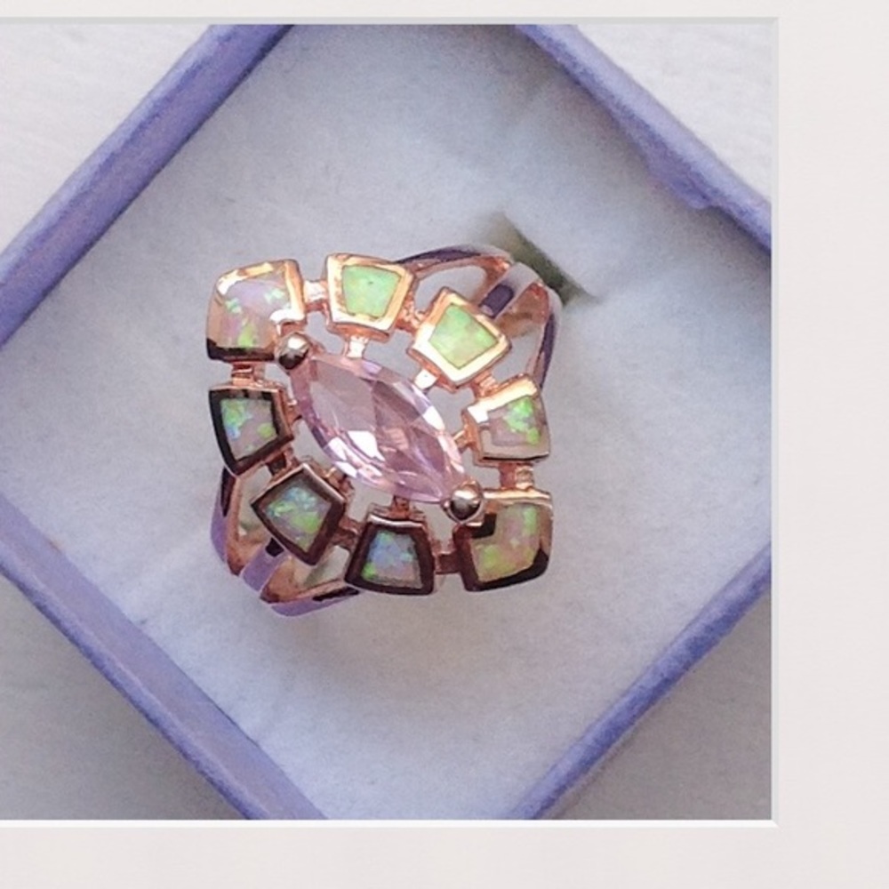 🆕 14k Opal & Pink Topaz Ring NWT - Picture 2 of 6
